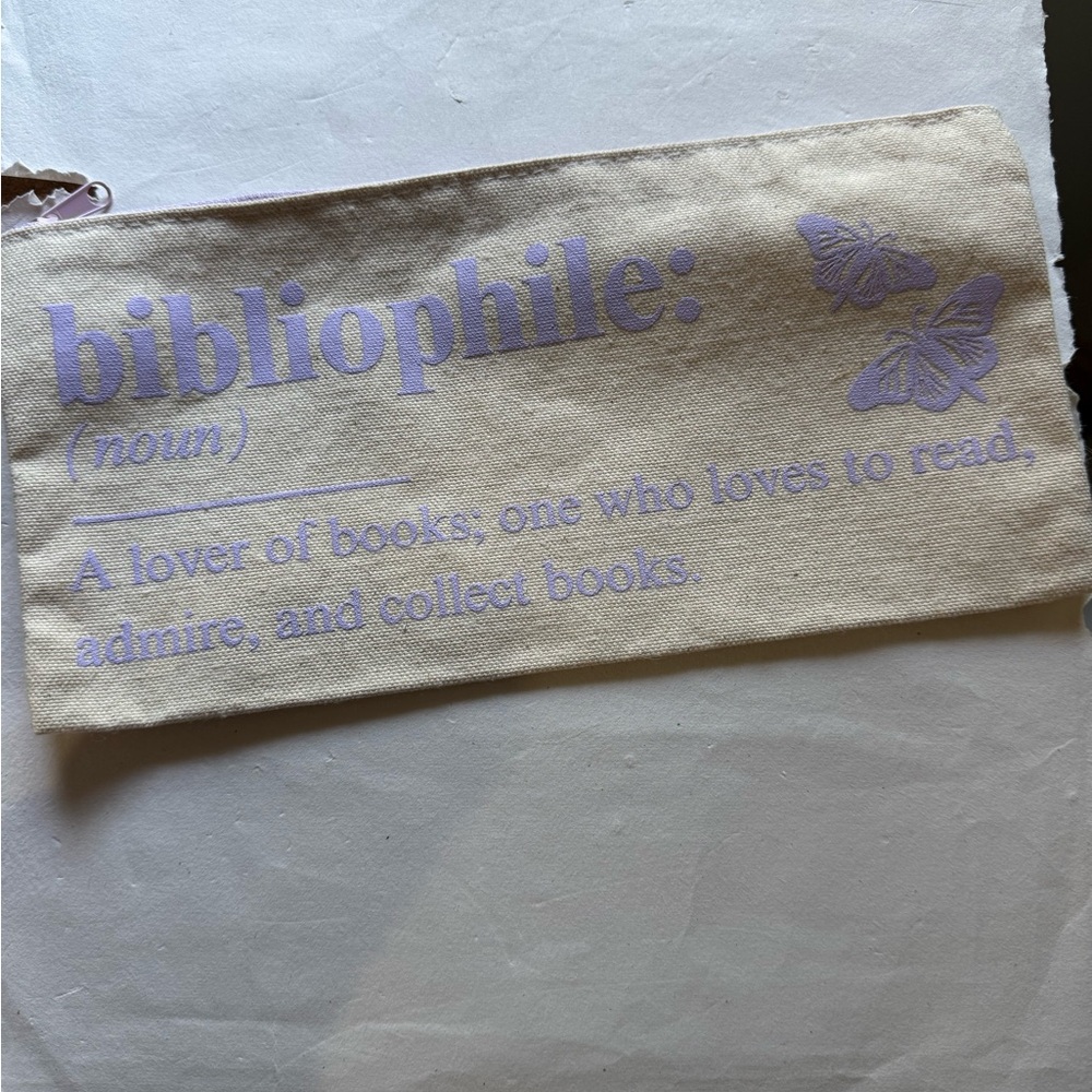 Canvas Pouch with Purple Bibliophile Print
